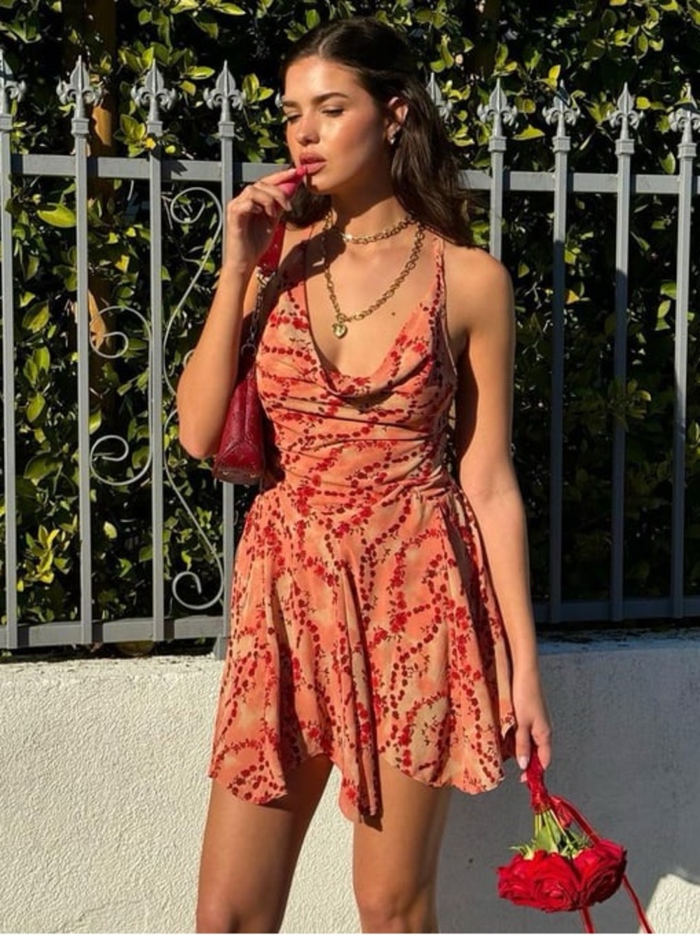 Urban Outfitters Silence + Noise Rose Ruffle Dress